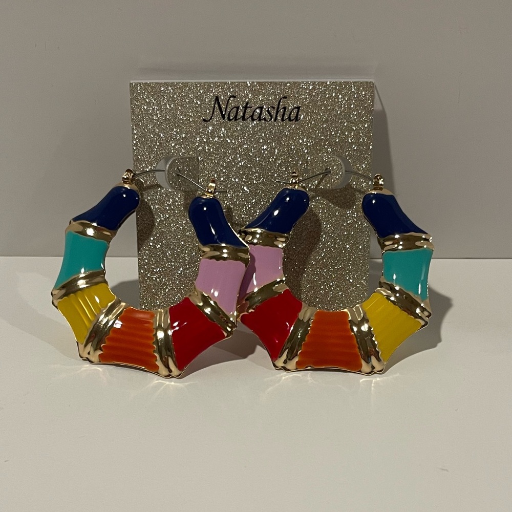 NWT Women’s Natasha Multi Colored Hoop Earrings